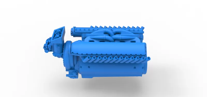 Engine V12 of Vintage Dragster Version 2 Scale 1:25 - Model preview 9