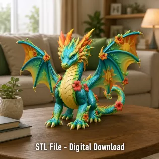 Summer Bloom Dragon STL File for 3D Print - Model thumbnail 4