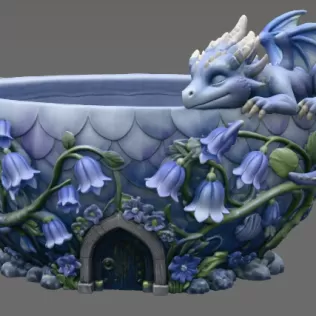 Baby Dragon Flower Bowl STL File for 3D Print - Model thumbnail 5