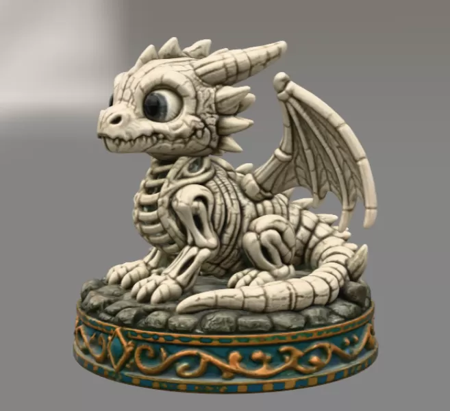 Baby Skeleton Dragon STL File for 3D Print - Model preview 4