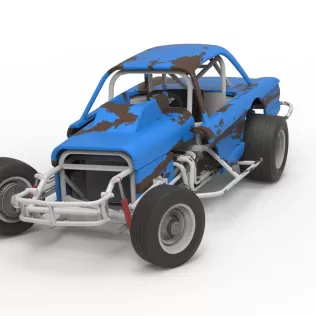 Vintage Dirt Modified stock car V10 while turning Scale 1:25 - Model thumbnail 5