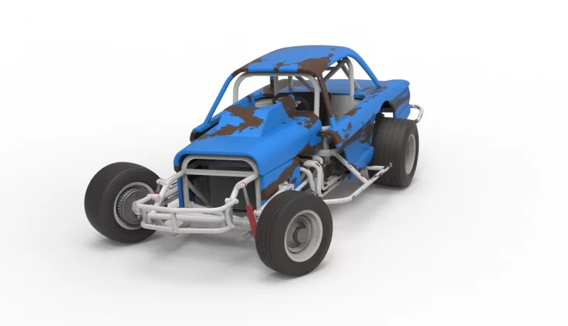 Vintage Dirt Modified stock car V10 while turning Scale 1:25 - Model preview 5