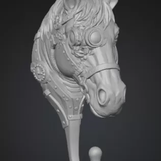 ✅ STL File Description – Steampunk Horse Wall Hook