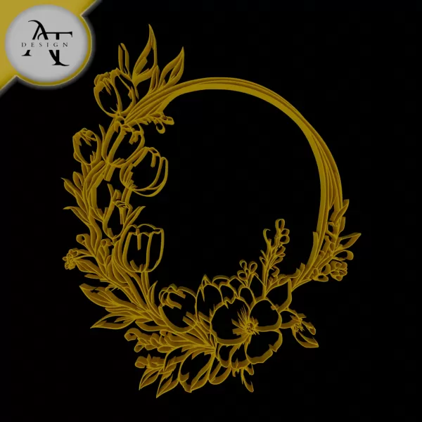 Flowers - Line Art - 2D Wall Art Decor - Model preview 1