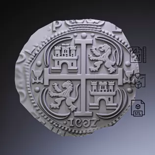 Gold Doubloon Coin #rOz - Model thumbnail 5