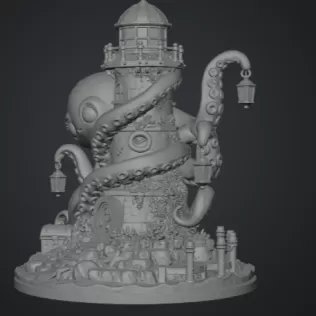 Octopus Lighthouse Keeper STL File for 3D Print - Model thumbnail 11