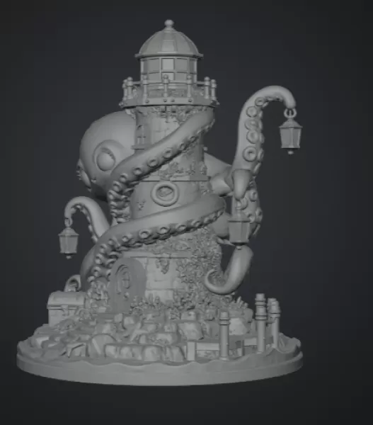 Octopus Lighthouse Keeper STL File for 3D Print - Model preview 11