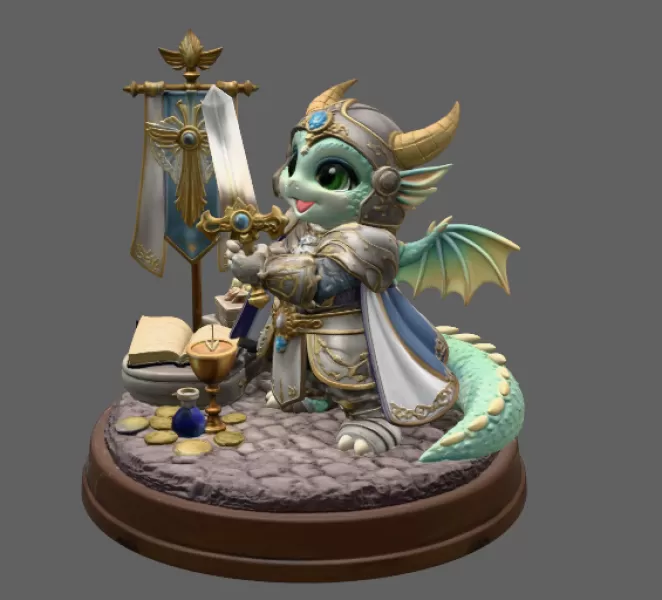 Holy Knight Dragon STL File for 3D print - Model preview 5