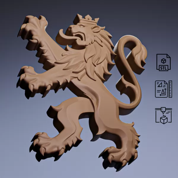 Crowned Heraldic Lion Emblem #RoZ - Model preview 5