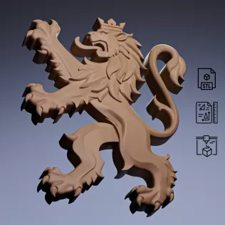 Crowned Heraldic Lion Emblem #RoZ - Model thumbnail 5