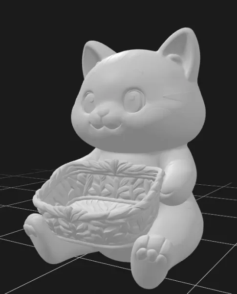 Cute Cat Holding a Gift Basket - Model preview 5