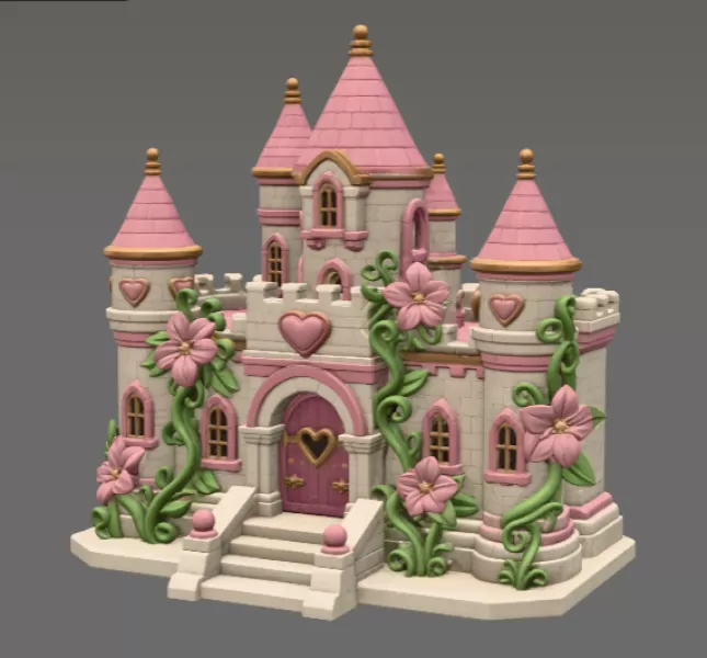 Enchanted Heart Blossom Castle STL File for 3D Print - Model preview 7