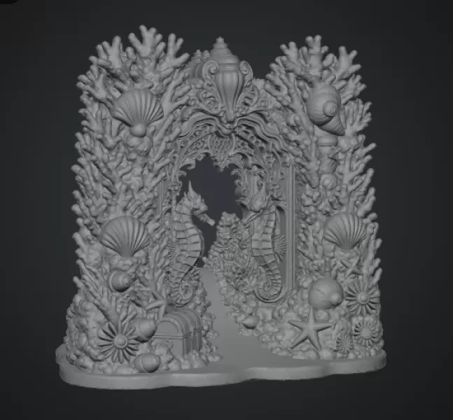 Coral Seahorse Fantasy Gateway STL File for 3D Print - Model preview 20