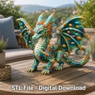 Ocean Bloom Dragon STL File for 3D Print - Model thumbnail 2