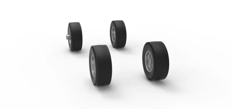 Wheel Set of Vintage AWD dragster Scale 1:25 - Model preview 8