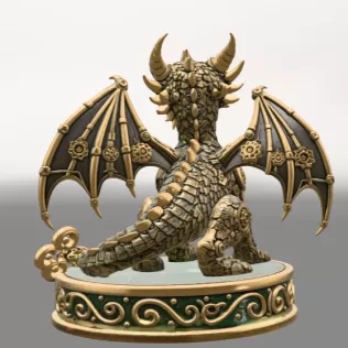 Mechanical Fantasy Dragon STL File for 3D Printing - Model thumbnail 5