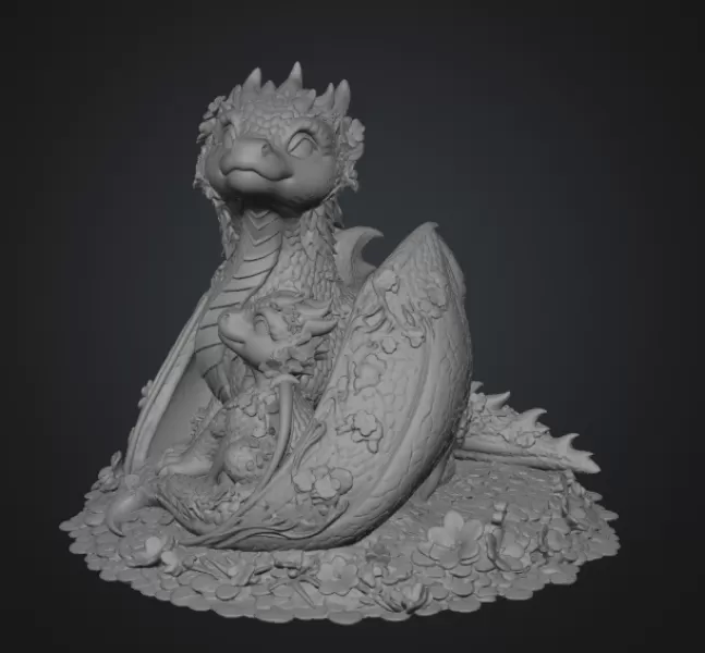 Cherry Blossom Dragon Family STL File for 3D Print - Model preview 11