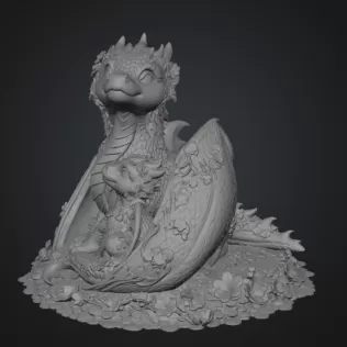 Cherry Blossom Dragon Family STL File for 3D Print - Model thumbnail 11