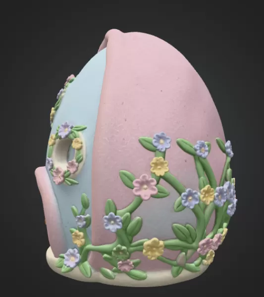 Floral Fantasy Egg House - STL File 3D Printable - Model preview 4