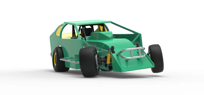 Northeast Dirt Modified stock car while turning V2 Scale 1:25 - Model preview 27