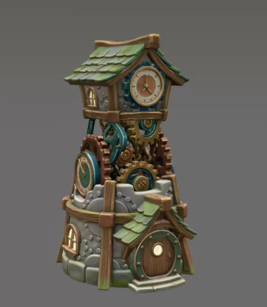 Fantasy Clock Tower STL File for 3D Printing - Model preview 7