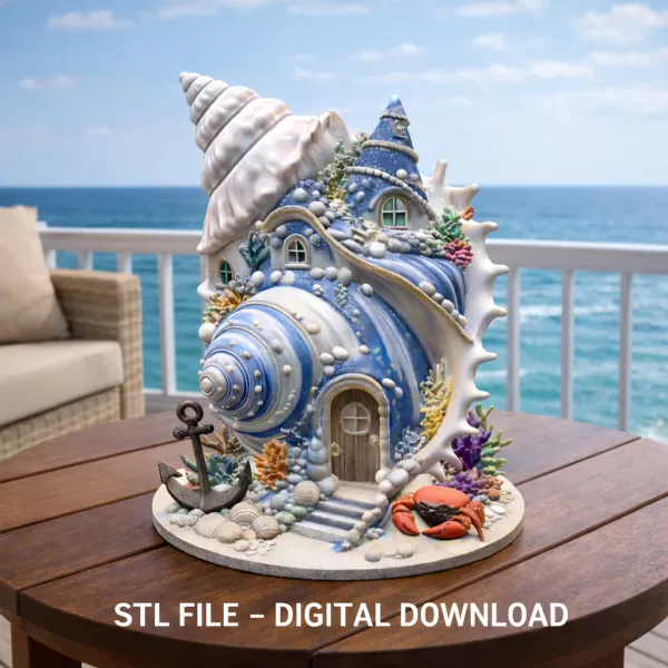 Seashell House STL File – Fantasy Ocean Shell House - Model preview 2