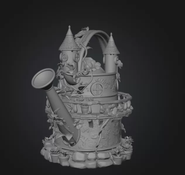 Enchanted Watering Can House STL File for 3D Printing - Model preview 9