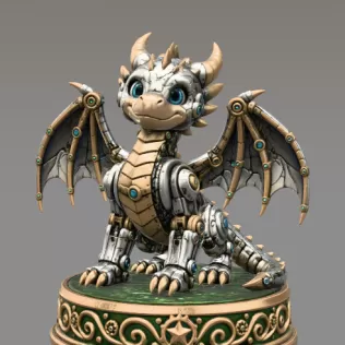 Mechanical Fantasy Dragon STL for 3D Printing - Model thumbnail 3