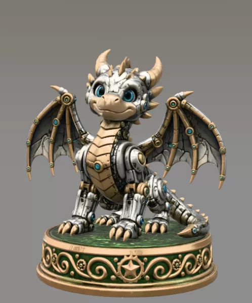 Mechanical Fantasy Dragon STL for 3D Printing - Model preview 3