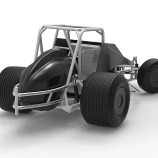 Vintage Dirt Silver Crown Car while turning Scale 1:25 - Model thumbnail 18