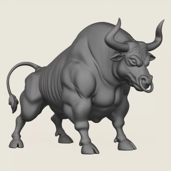 Muscular Young Bull Print Ready 3D Model - Model preview 1