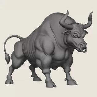 Muscular Young Bull Print Ready 3D Model