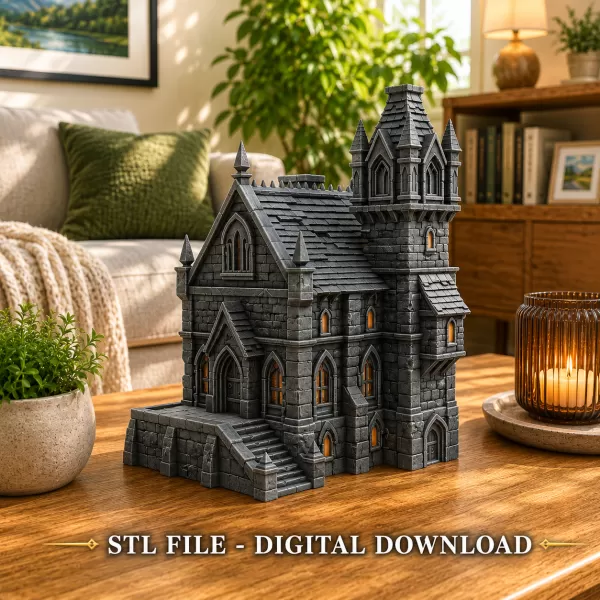 Dark Fantasy Mansion STL File for 3D Printing - Model preview 2