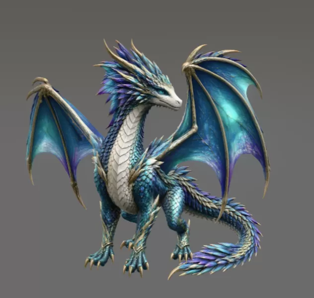 Azure Storm Dragon STL File for 3D Print - Model preview 4