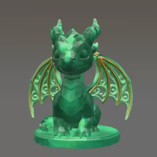 Cute Fantasy Smaragd Dragon – STL File 3D Printable Dragon - Model thumbnail 3