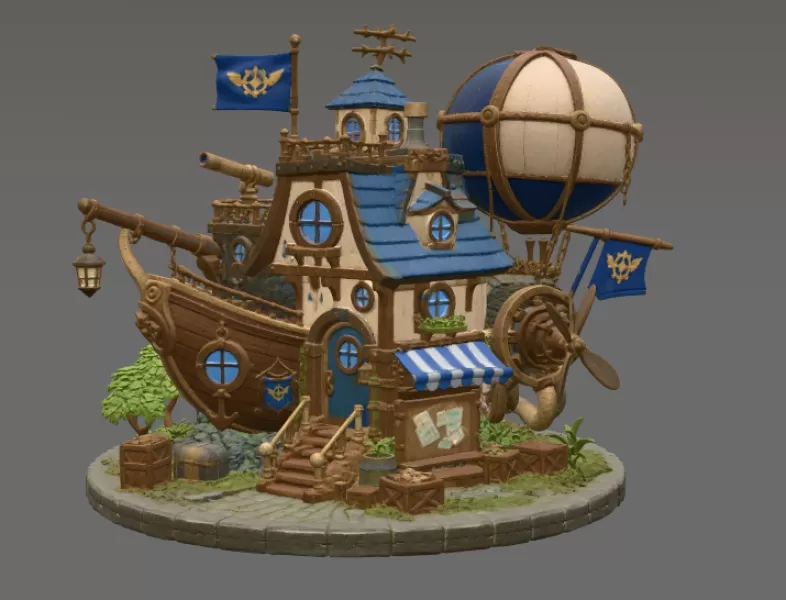 Sky Captain Airship House STL File for 3D Print - Model preview 7