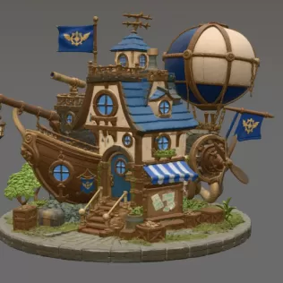 Sky Captain Airship House STL File for 3D Print - Model thumbnail 7