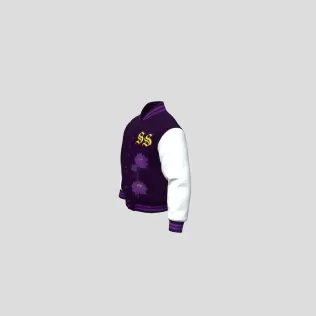 Purple Dragon Lotus Varsity Jacket - Model thumbnail 2