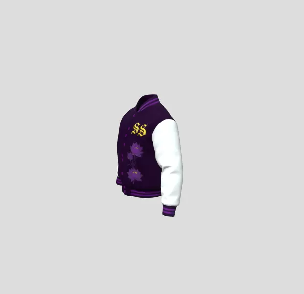 Purple Dragon Lotus Varsity Jacket - Model preview 2