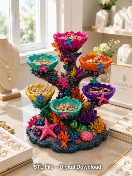 Colorful Coral Reef Tree Organizer STL File for 3D Print - Model preview 6
