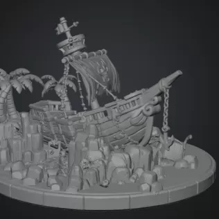 Pirate Treasure Island Shipwreck STL File for 3D Print - Model thumbnail 15