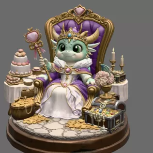 Royal Dragon Queen STL File for 3D Print - Model thumbnail 3