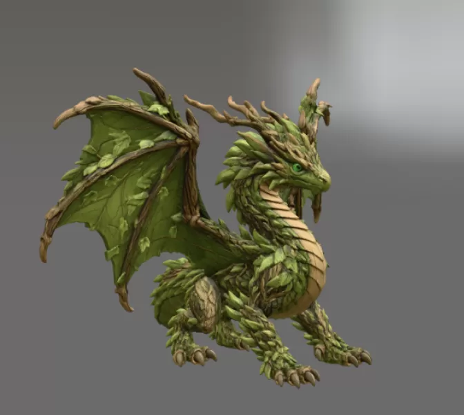 Woodland Guardian Dragon STL File for 3D Print - Model preview 9