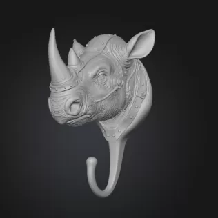 🦏 STL File Description — Steampunk Rhino Wall Hook - Model thumbnail 1