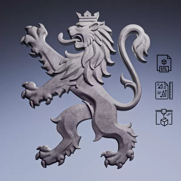 Crowned Heraldic Lion Emblem #RoZ - Model preview 6