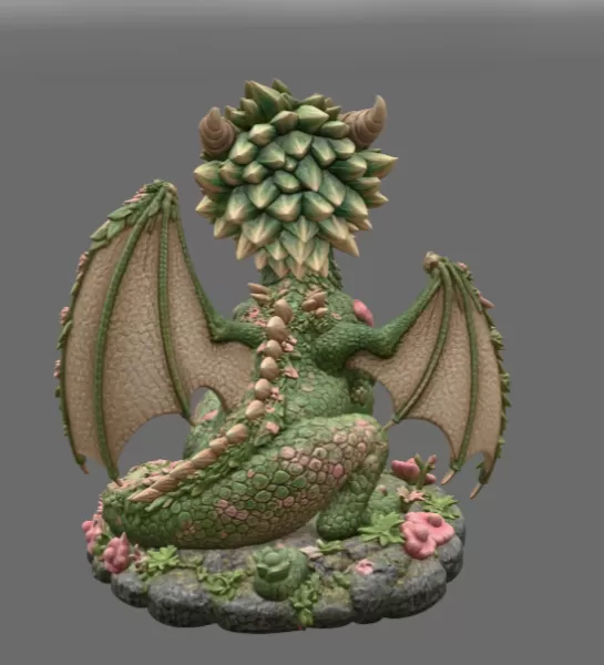 Blossom Heart Dragon STL File for 3D Print - Model preview 5