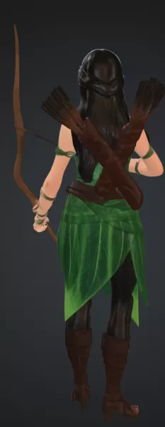 Amazone mit bogen in einem kleid - Model preview 3