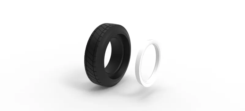 Vintage dirt Whitewall tire Scale 1:25 - Model preview 9