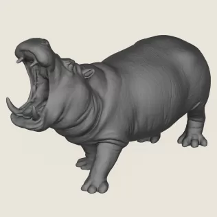 Hippopotamus Print Ready 3D Model - Model thumbnail 4