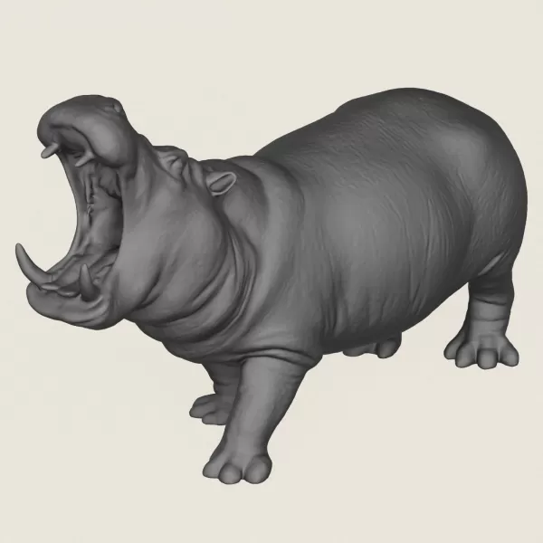 Hippopotamus Print Ready 3D Model - Model preview 4
